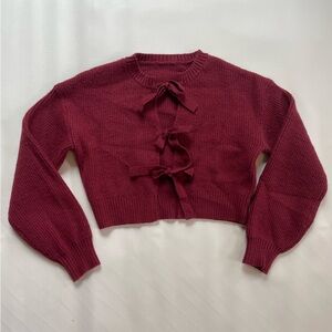 Cider Burgundy Tie Front Cardigan Sweater XS